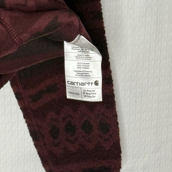 Carhartt Fleece Womans XS (0-2) Relaxed Fit Pullover Pouch Pocket Red Adjustable - Picture 4 of 5